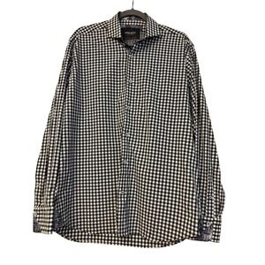 Maceoo Paris Einstein C-3022 Mens Black White Gingham 4-Way Stretch Shirt‎